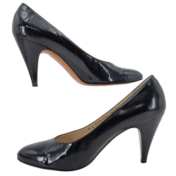 Vintage Salvatore Ferragamo Black Leather Dress Pumps Womens Size 8 Formal Heels - Picture 6 of 13
